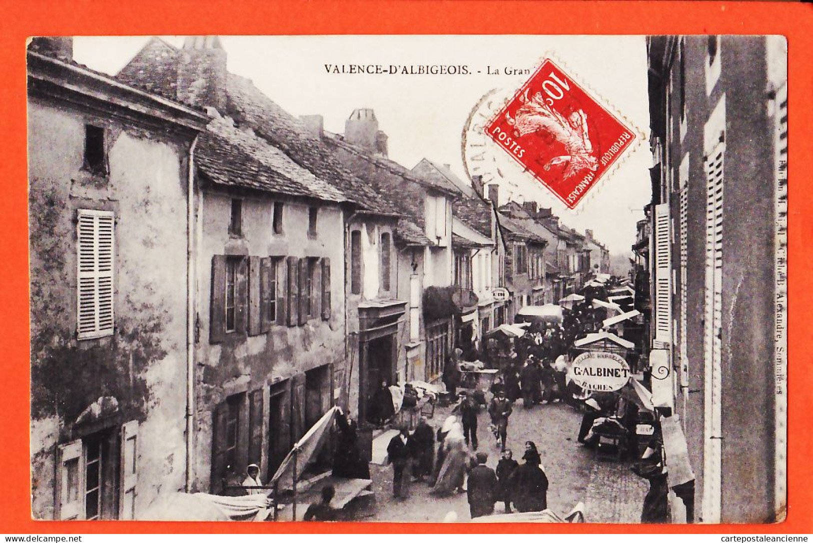 37258 / ⭐ ♥️ Rare VALENCE-ALBIGEOIS 81-Tarn Baches ALBINET Grand Rue Jour Marché 1909 à ARDOISE Limonadier Valderies - Valence D'Albigeois