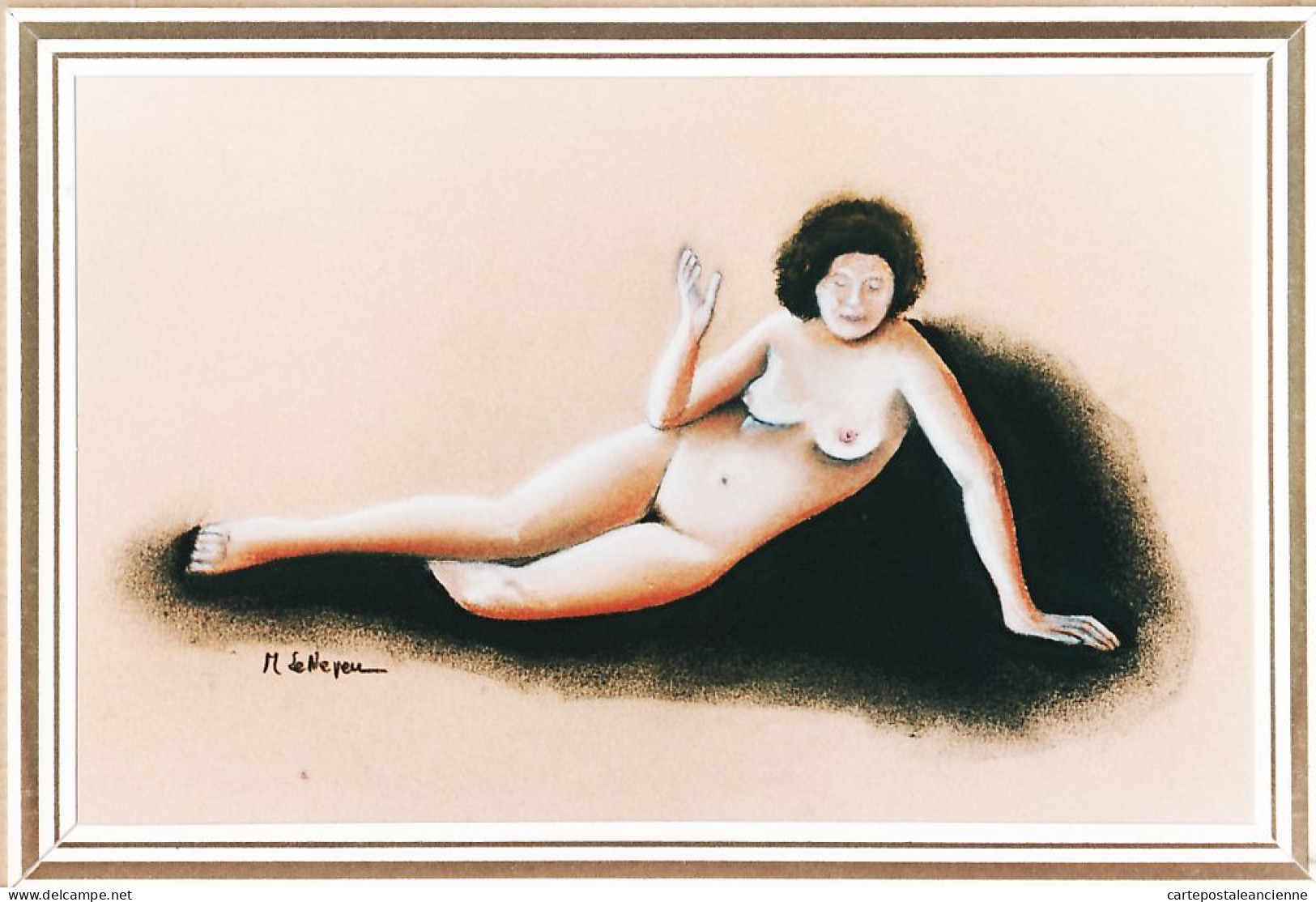 37432 / ⭐ Peu Commun Carte SPECIMEN (3) Ajouti Encadrement BELLE Et NUE Pastel Michel LENEVEU Tiré 250 Ex - Pin-Ups