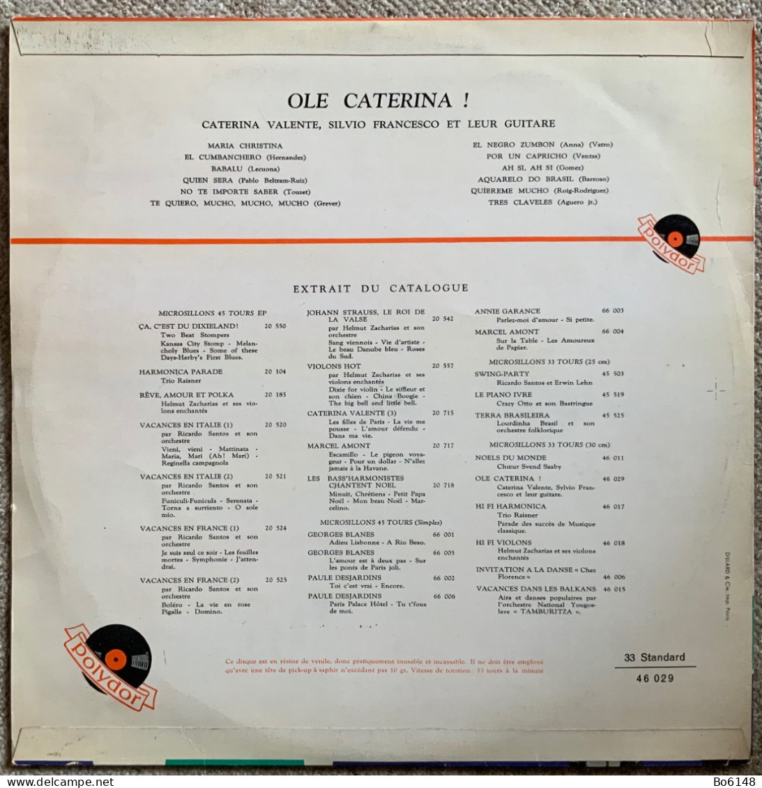 Disco LP Vinile 33 Giri : CATERINA VALENTE , Silvio Francesco Et Leur Guitare - Sonstige - Franz. Chansons