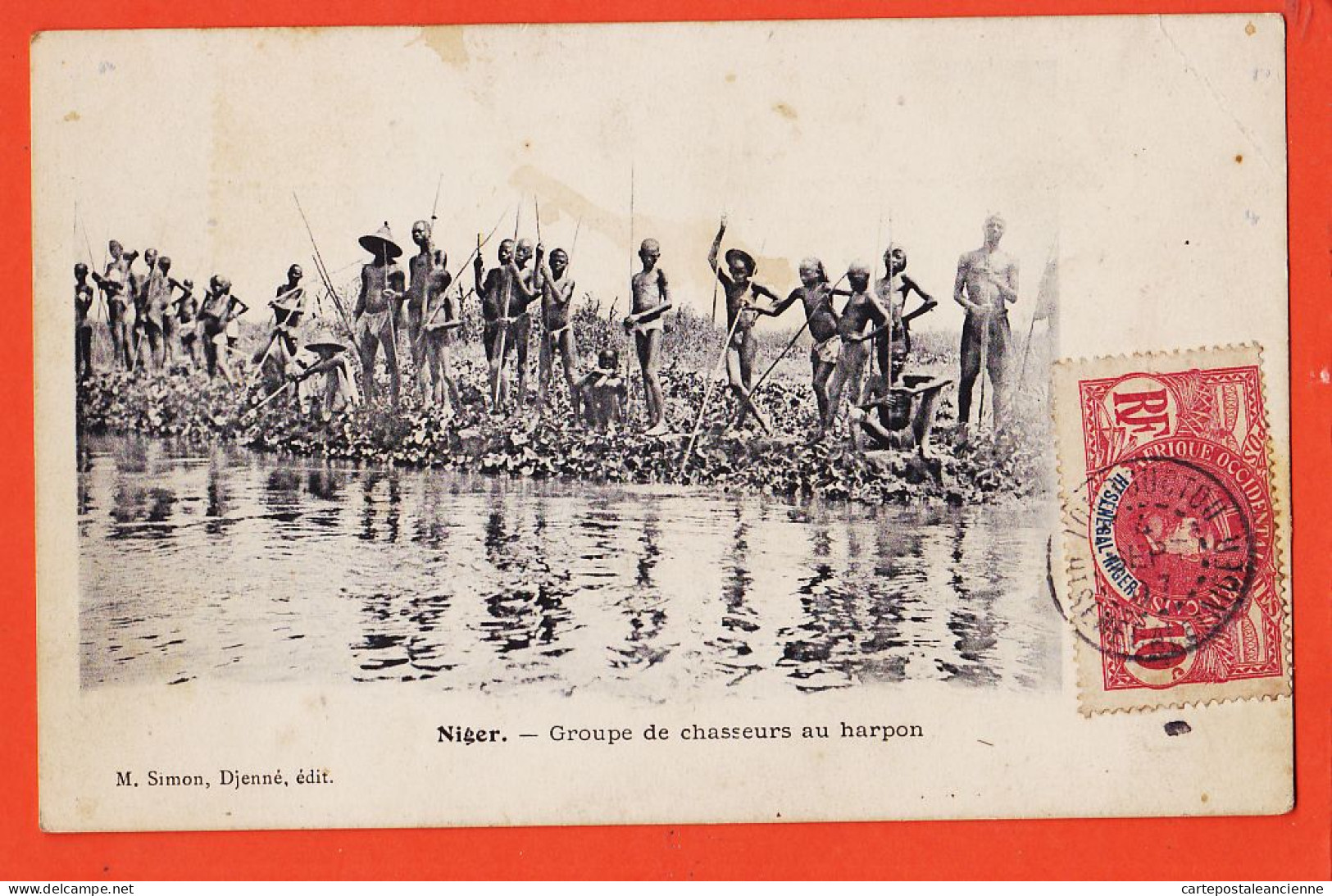 38104 / ⭐ ♥️ Peu Commun NIGER Groupe De Chasseurs Au Harpon 1907 à M. GAUSERAN Edition SIMON Djenné - Niger