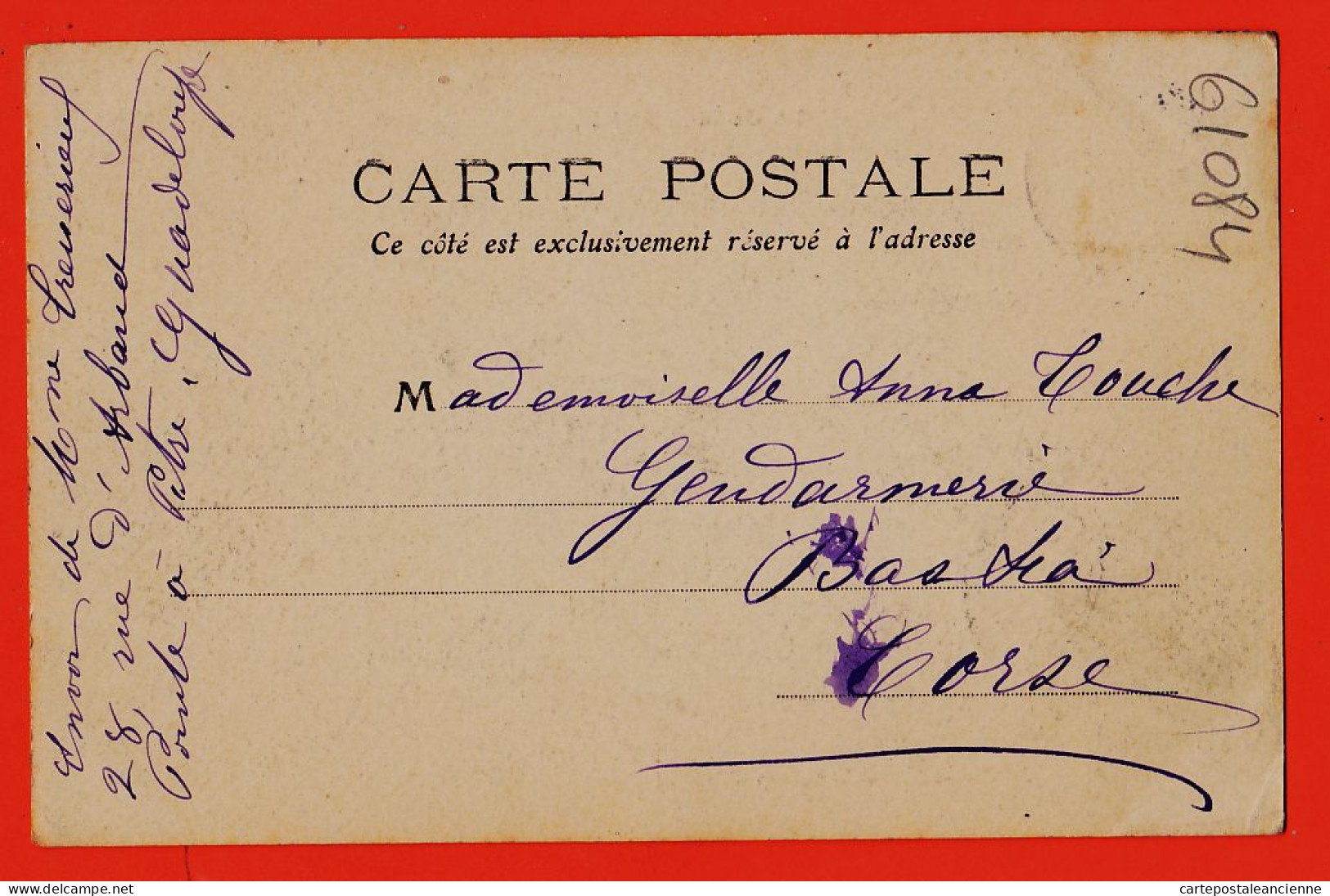 38147 / ⭐ Rare BASSE-TERRE Guadeloupe Champ D'ARBAUD 1904 De TRESSERIEUX à Anna TOUCHE Gendarmerie Bastia - Basse Terre