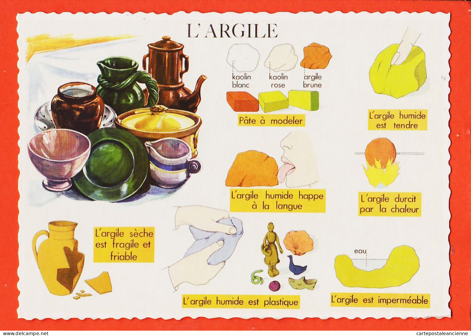 38430 / ⭐ L'ARGILE Carte Didactique Les Matières Leçons De Choses N°31 ROSSIGNOL Collection Comptoir De Famille 1960s - Scuole