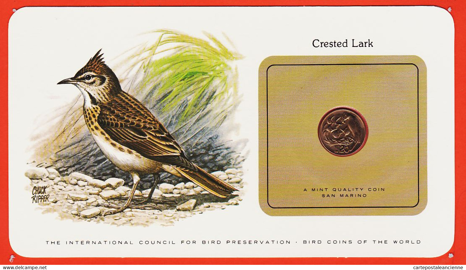 38002 / ⭐ SAN-MARINO 20 Lires 1975 Crested Lark SAN-MARIN Clochevis Huppé Oiseaux Monde Bird Coins World Preservation - San Marino