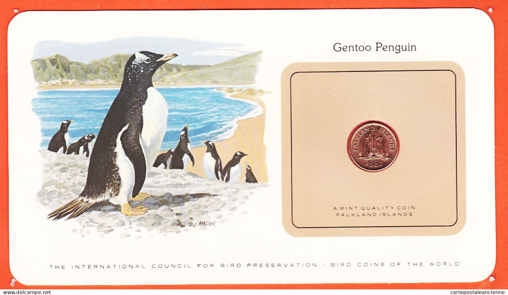 38020 / ⭐ FALKLAND Islands 1 Penny 1980 Pingouin De GENTOO Penguin Oiseaux Monde Bird Coins World Preservation - Falklandinseln