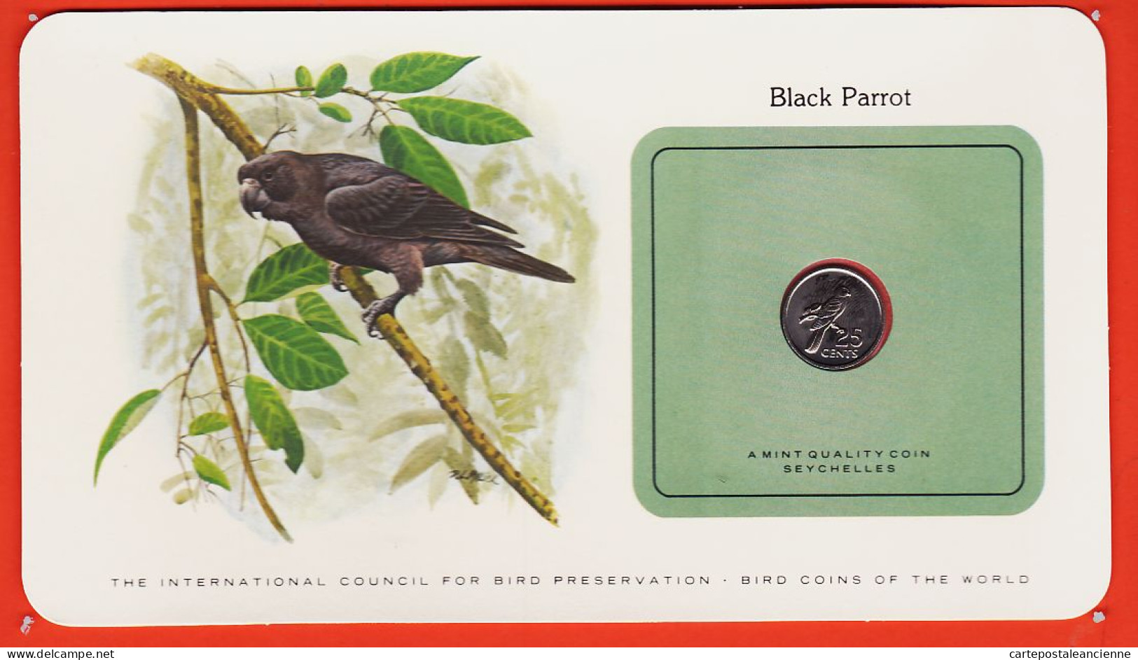 38007 / ⭐ ♥️ SEYCHELLES 25 Cents 1977 Black Parrot Perroquet Noir Monnaies Oiseaux Monde Bird Coins World Preservation - Seychellen