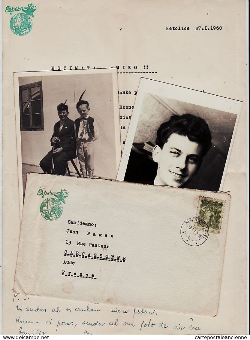 38398 / ⭐ Rare ESPERANTO Tchéquie NETOLICE 1960 Ensemble Enveloppe Lettre 2 Photographies Format C.P Avec 8 Scans Czech - Esperanto