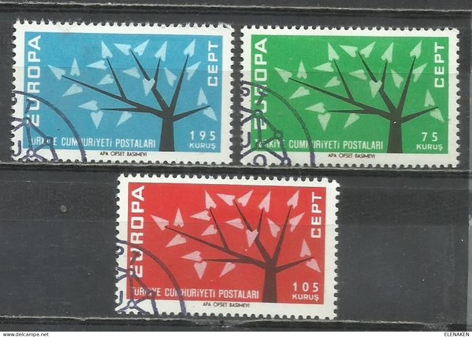 0688-SERIE COMPLETA TURQUIA EUROPA 1962 Nº 1627/1629 - Used Stamps