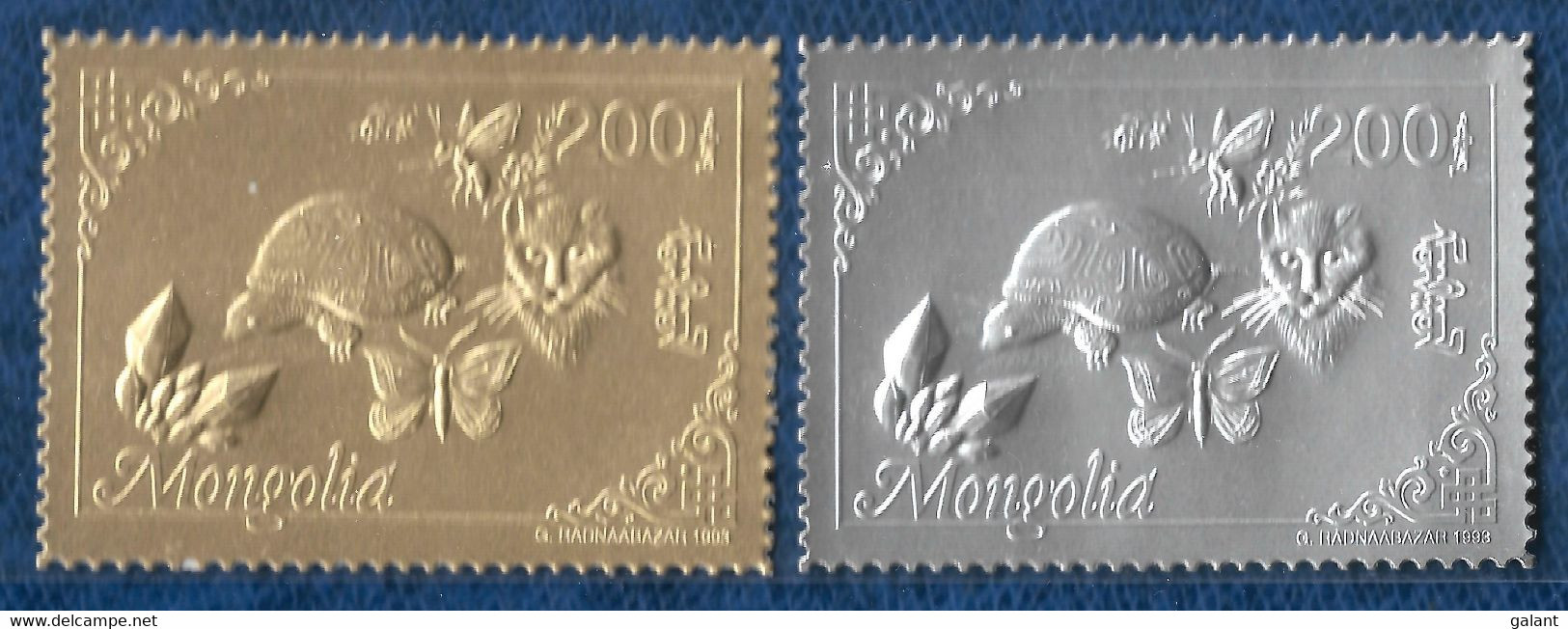 Mongolia 1993 Butterfly Cats Turtles Gold & Silver (Specimen) Stamps Or + Argent (Specimen) MNH** Rare - Schildpadden