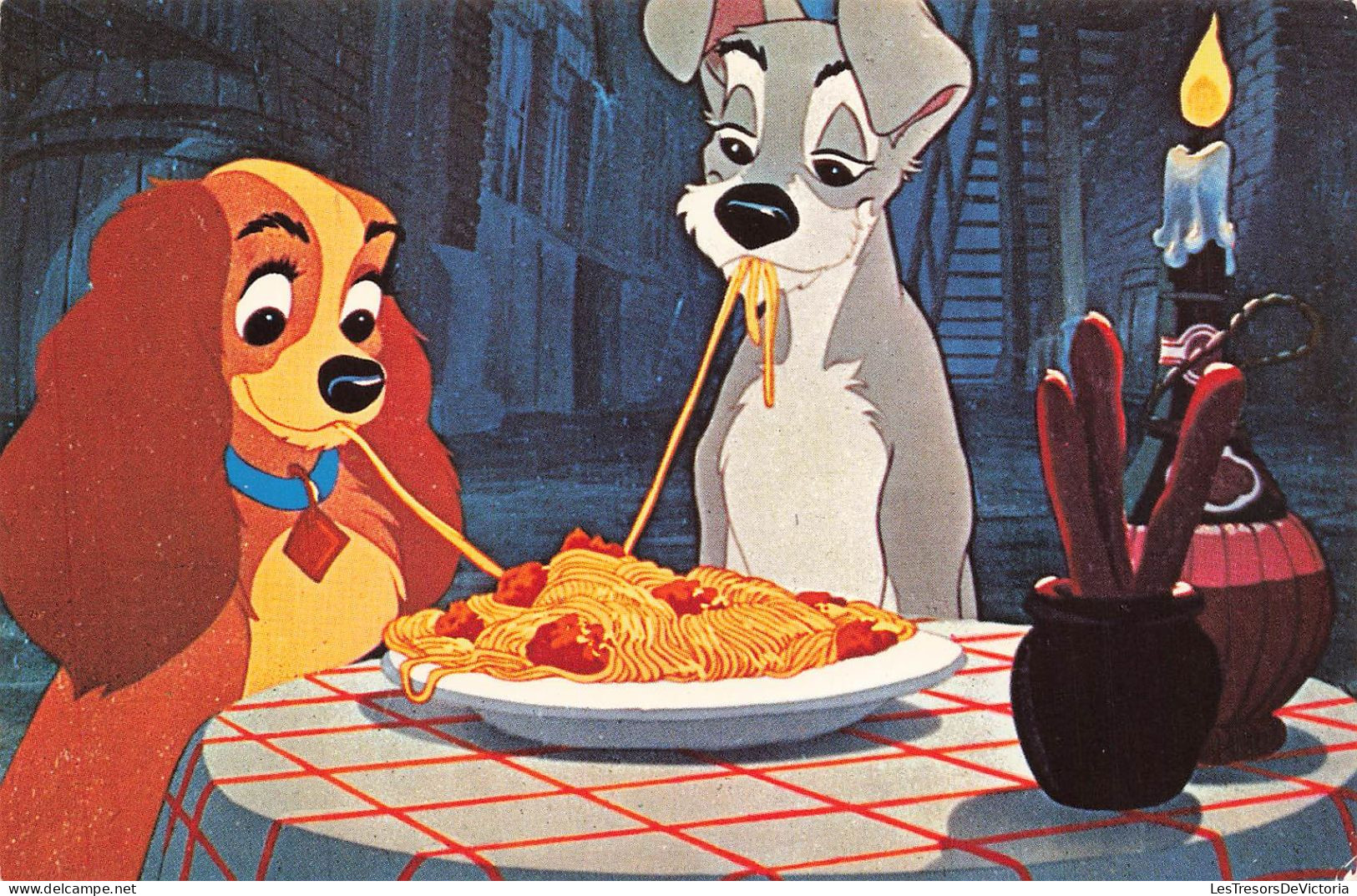 DISNEY - Scène - La Belle Et Le Clochard - Spaghettis Et Boulettes De Viande - Carte Postale - Disneyworld