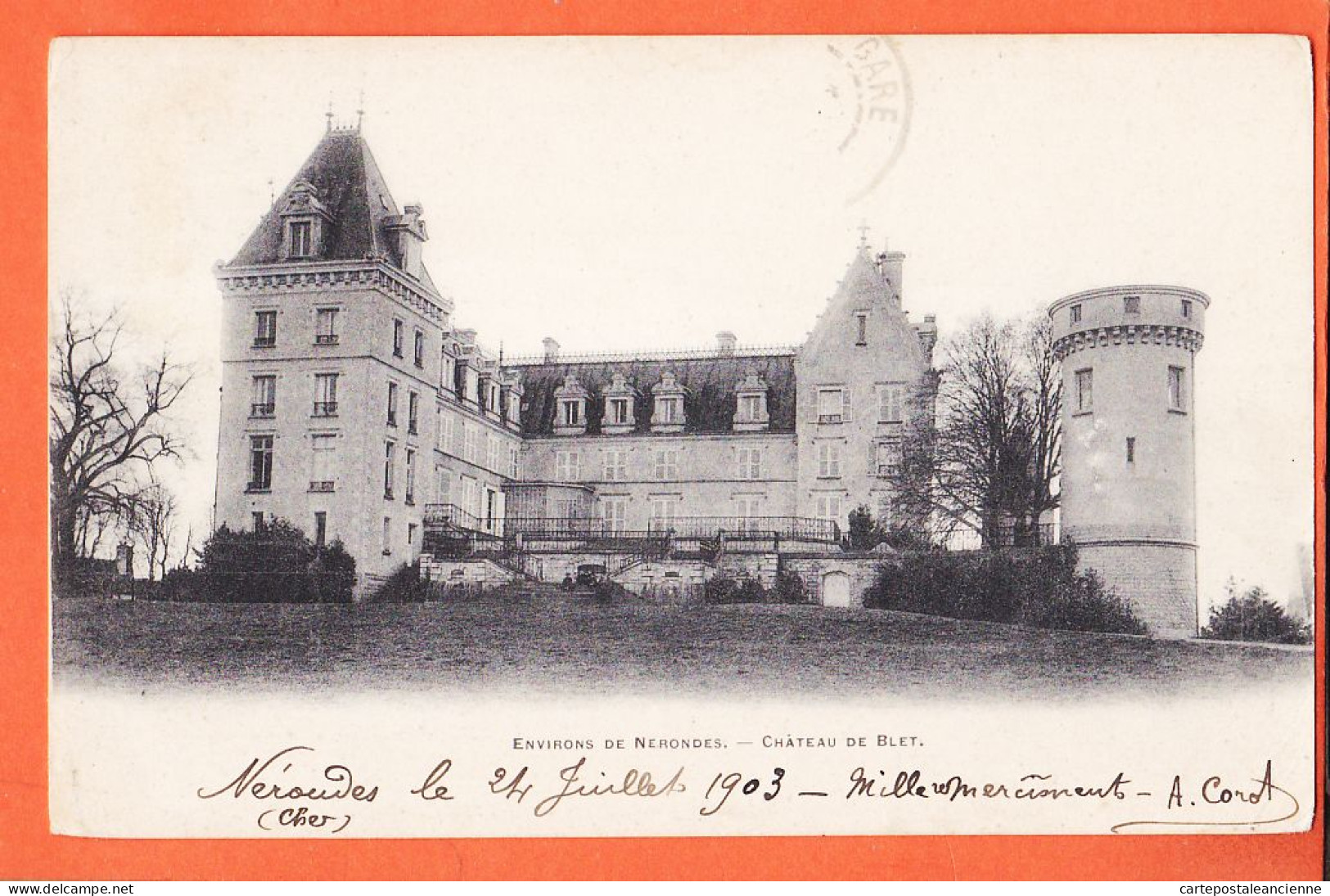 34085 /⭐ Lisez De COROT à Vicontesse De BIRE Laval ● Environs NERONDES 18-Cher Chateau BLET 1903 ● BREGER  - Nérondes