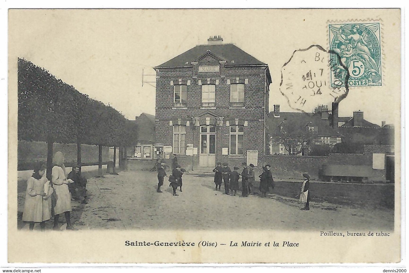 SAINTE GENEVIEVE (60) - La Mairie Et La Place - Ed. Poilleux, Bureau De Tabac - Sainte-Geneviève