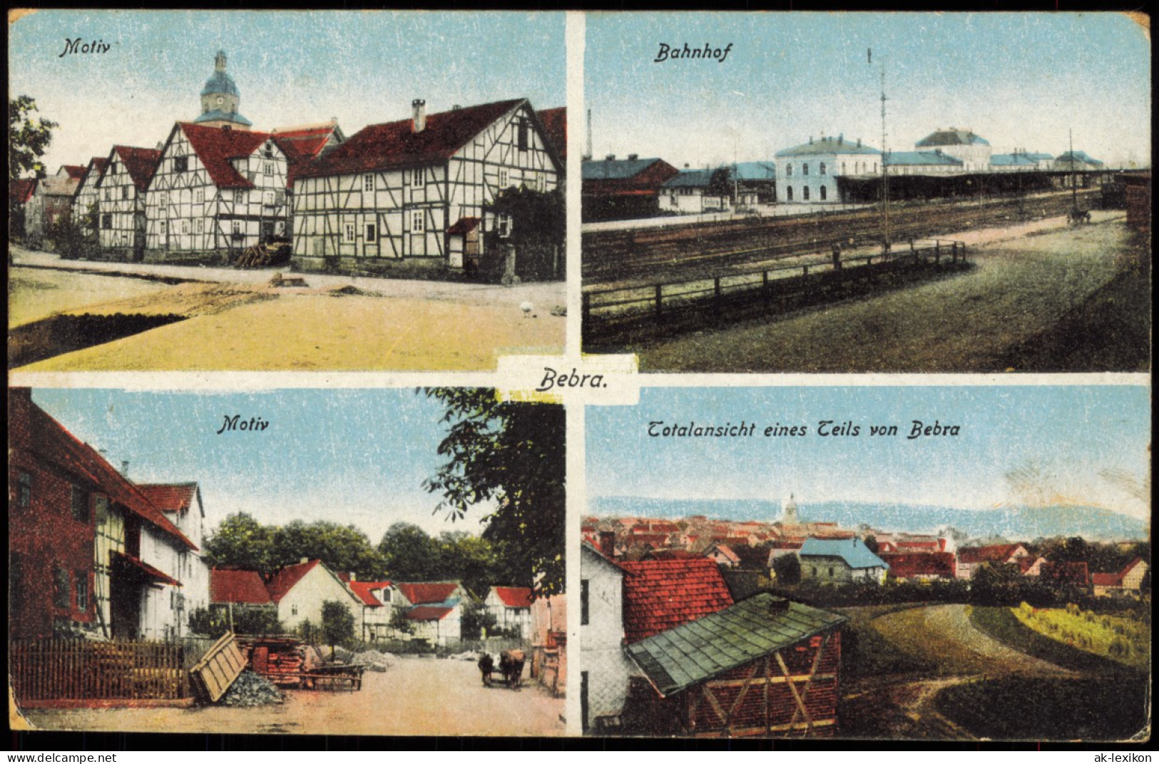 Ansichtskarte Bebra 4 Bild: Straßen, Bahnhof 1920 - Bebra