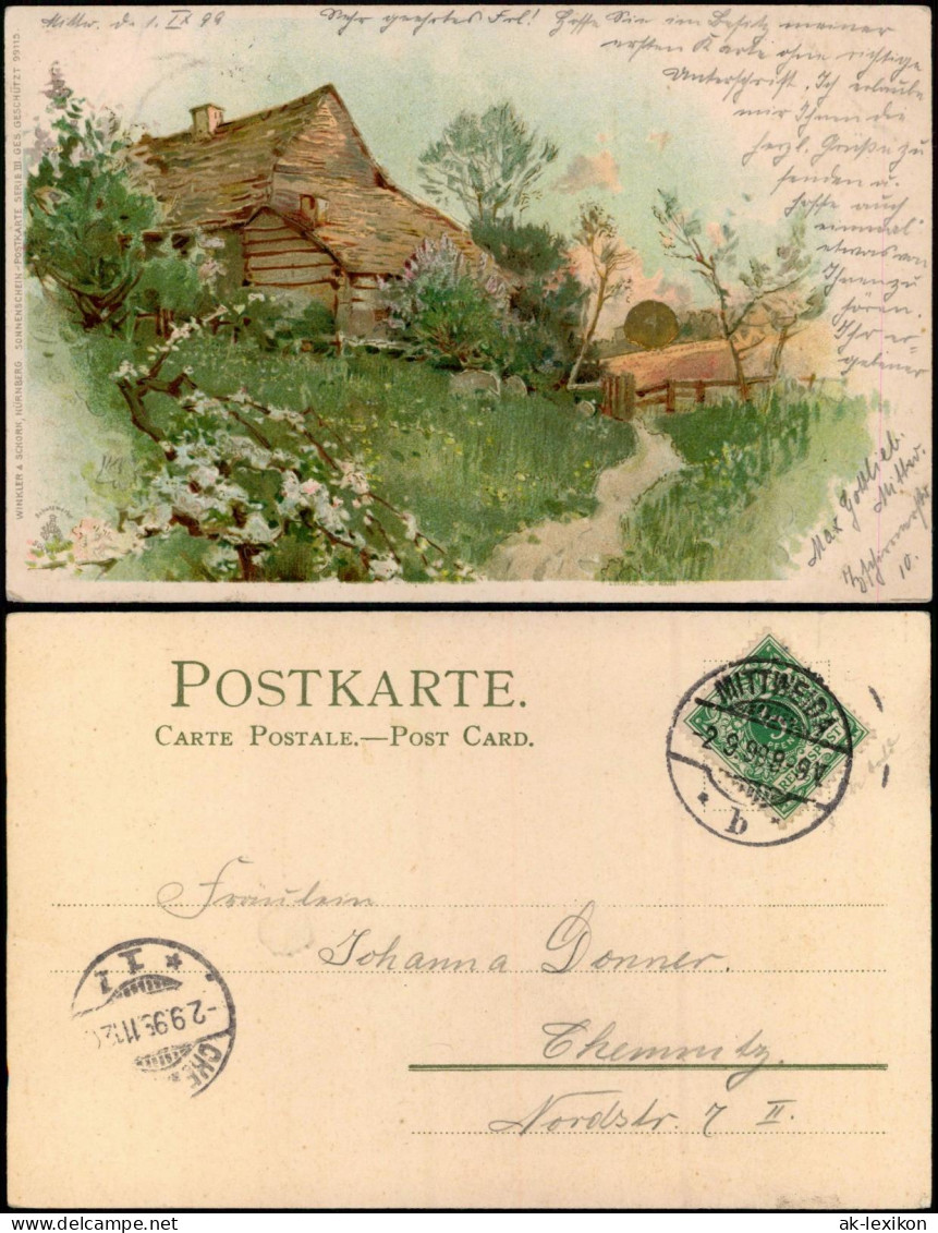 Ansichtskarte  Künstlerkarte Landschaft GOLDSONNE 1899 - Avant 1900