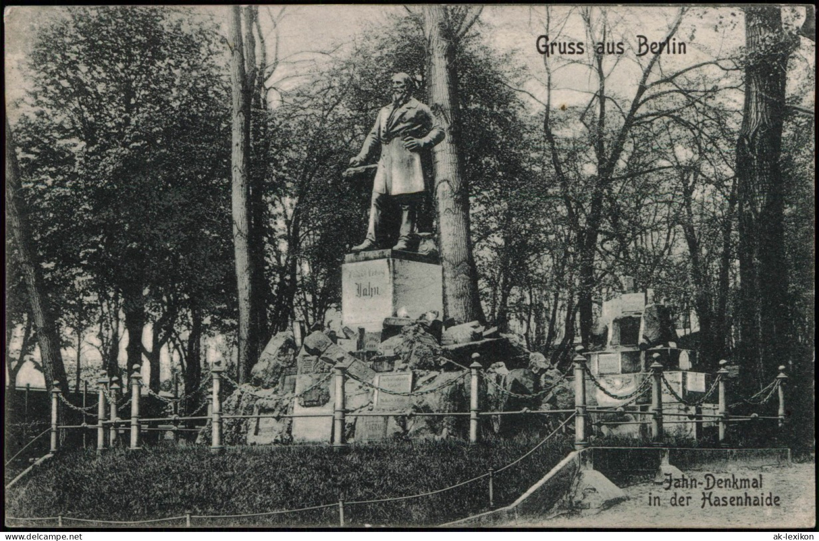 Ansichtskarte Kreuzberg-Berlin Hasenheide Jahn-Denkmal 1908 - Neukölln