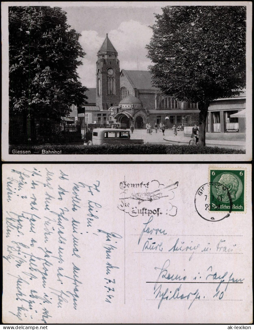Ansichtskarte Gießen Bahnhof, Straßenecke 1941 - Giessen