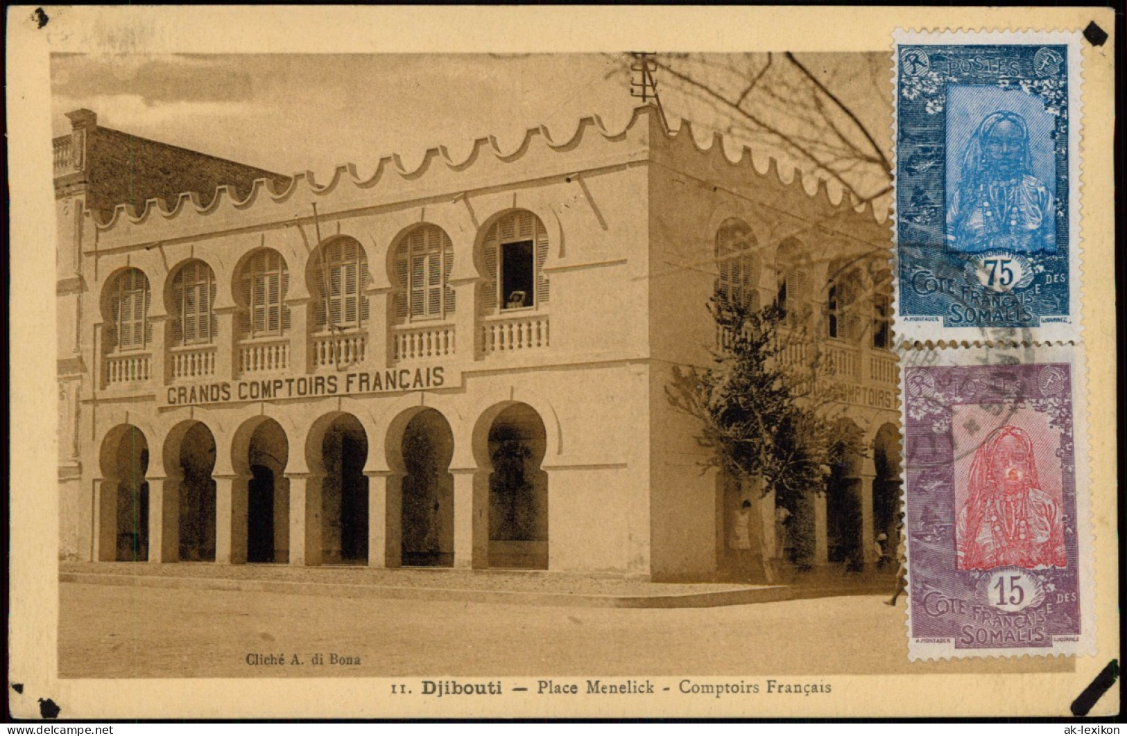 Postcard Dschibuti Djibouti Place Menelick Somalia 1931  Gel. Francaise Somalis - Somalië