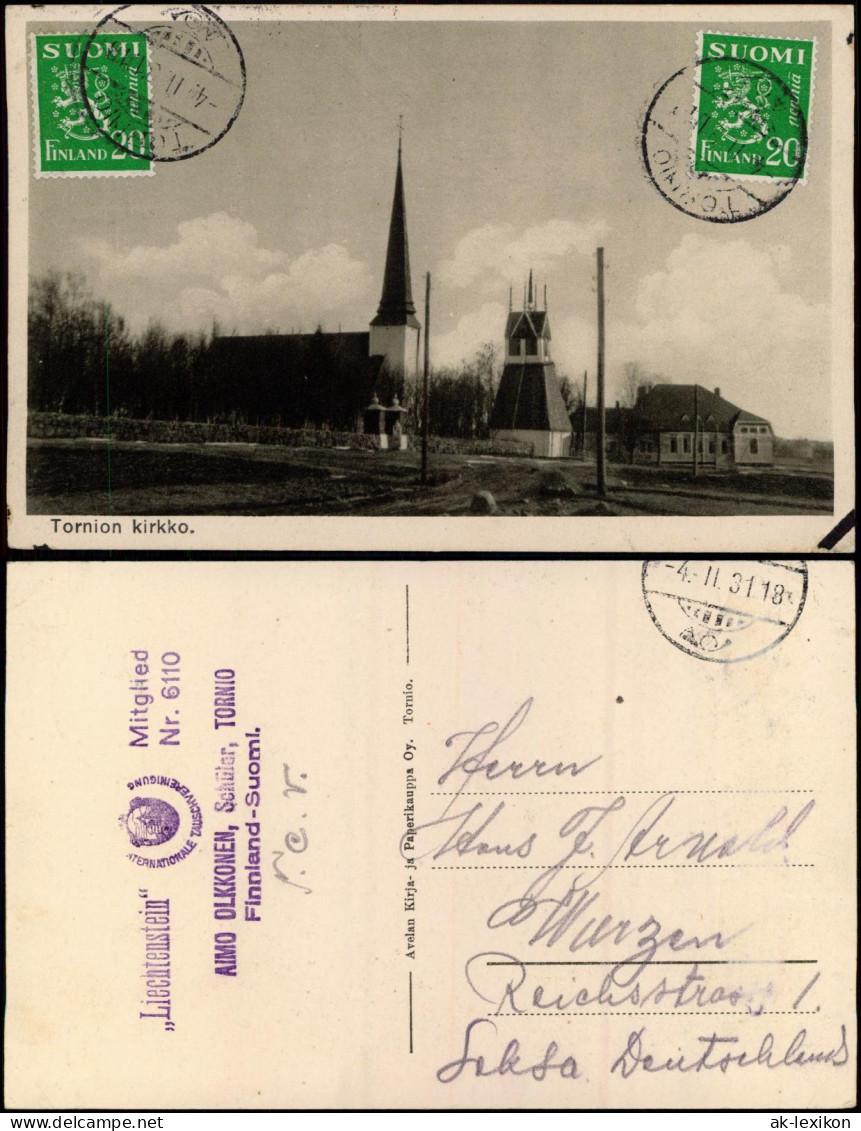 Postcard Tornio (Suomi Finnland) SUOMI FINLAND Tornion Kirkko. 1931 - Finnland