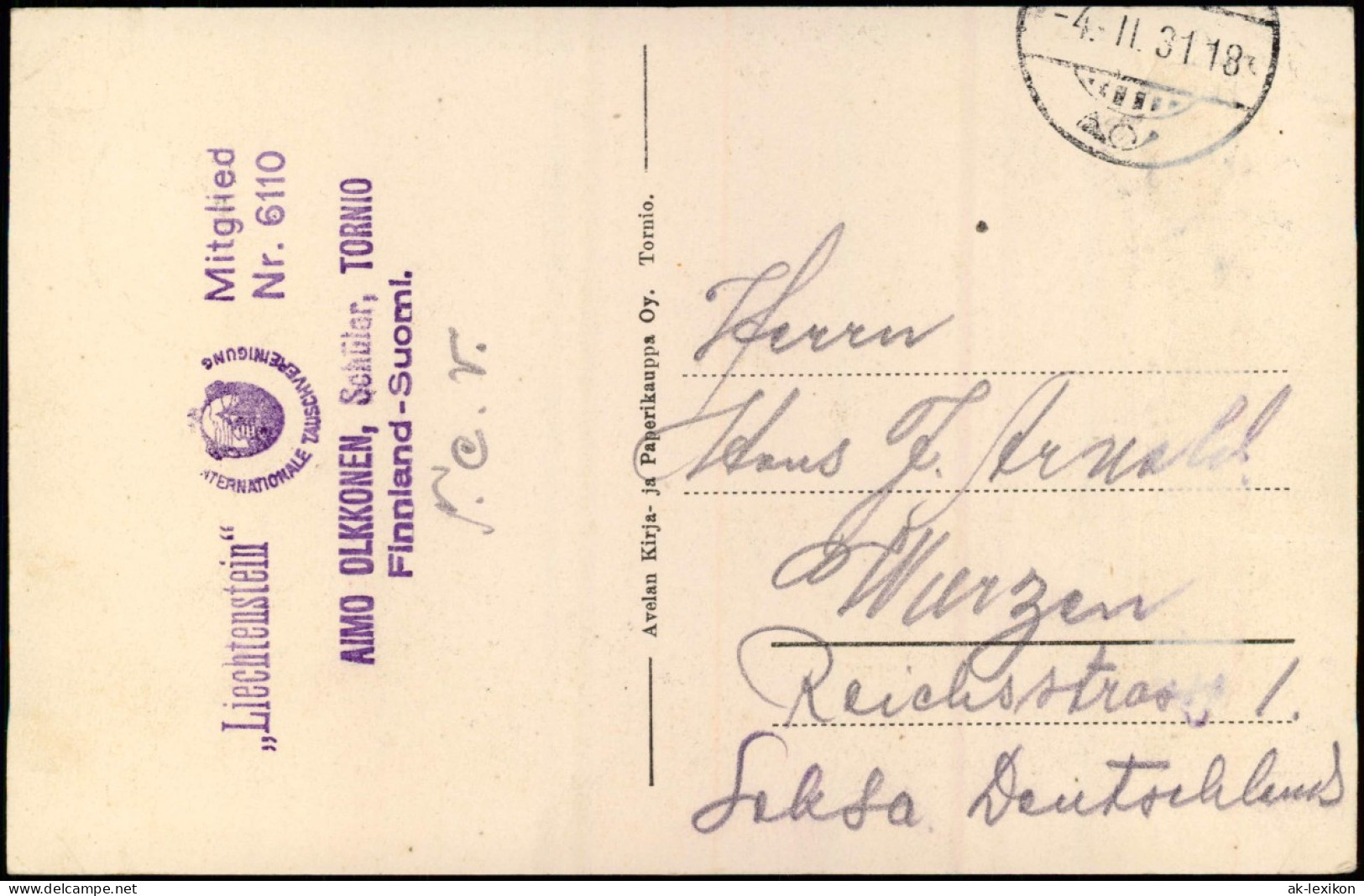 Postcard Tornio (Suomi Finnland) SUOMI FINLAND Tornion Kirkko. 1931 - Finnland