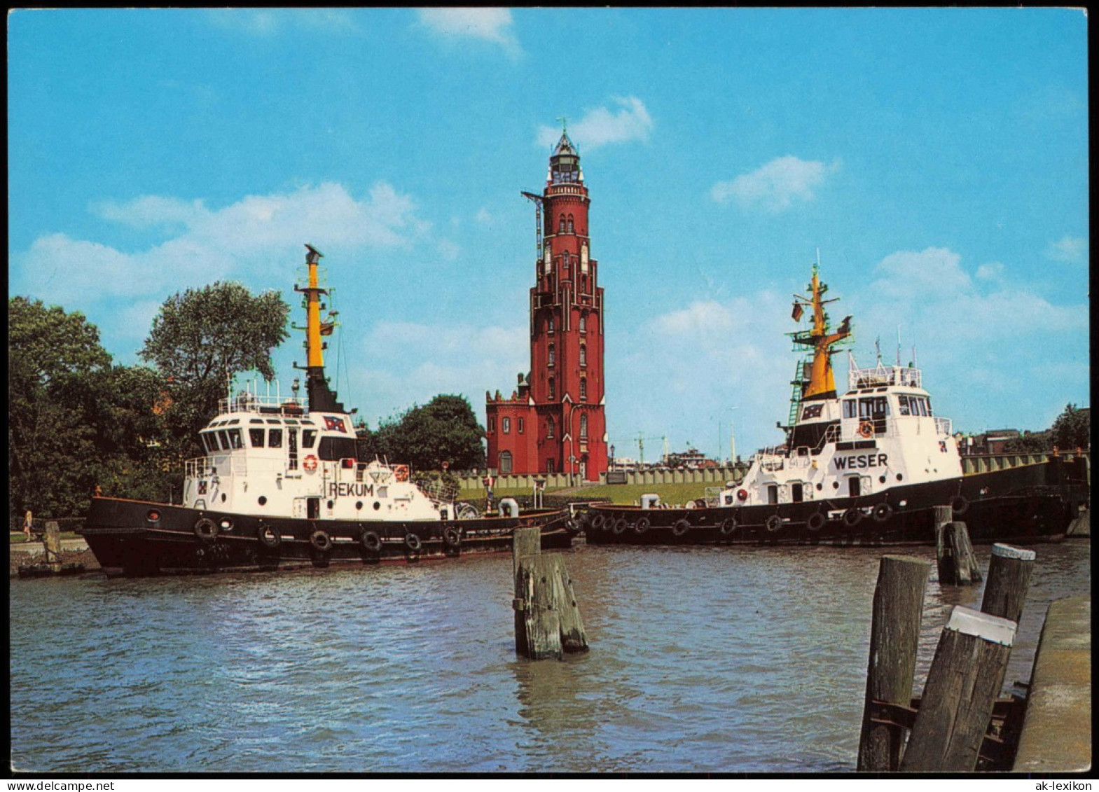 Ansichtskarte Bremerhaven Alter Leuchtturm, Schiffe REKUM Und WESER 1980 - Bremerhaven