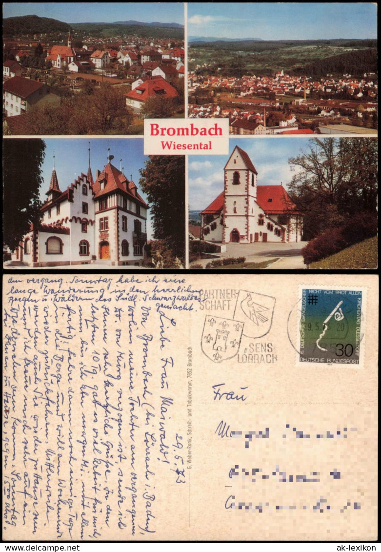 Brombach-Lörrach Brombach Wiesental Ortsansichten (Mehrbildkarte) 1973 - Lörrach