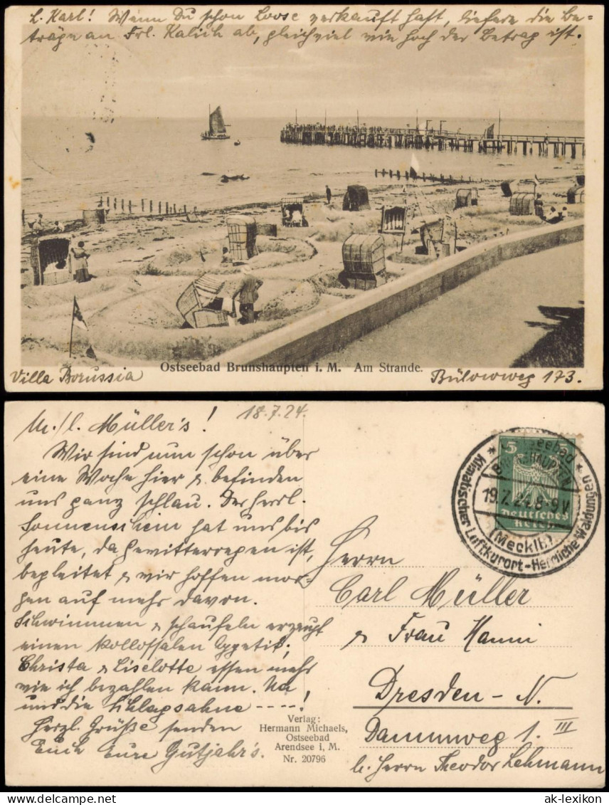 Ansichtskarte Brunshaupten-Kühlungsborn Am Strande - Seebrücke 1926 - Kuehlungsborn