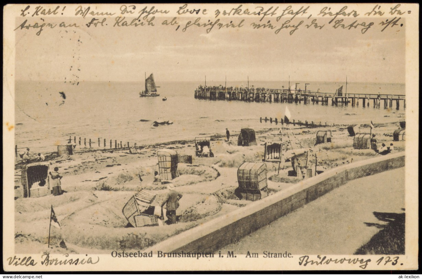 Ansichtskarte Brunshaupten-Kühlungsborn Am Strande - Seebrücke 1926 - Kuehlungsborn