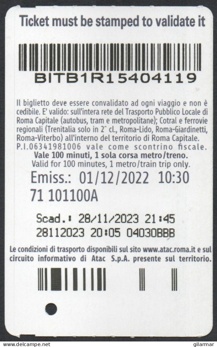 BIGLIETTO AUTOBUS ROMA - ATAC - METREBUS - TAP & GO - CON MASTERCARD E ATAC IL BIGLIETTO CE L'HAI GIA' IN TASCA - Europa