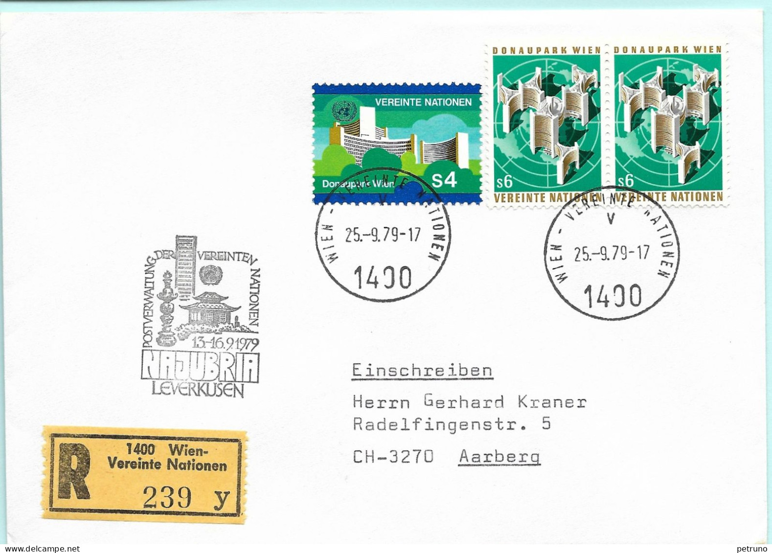 UNO-Wien R-Brief Najubria Leverkuden D Erinnerungsstempel MI-No 81 - Covers & Documents