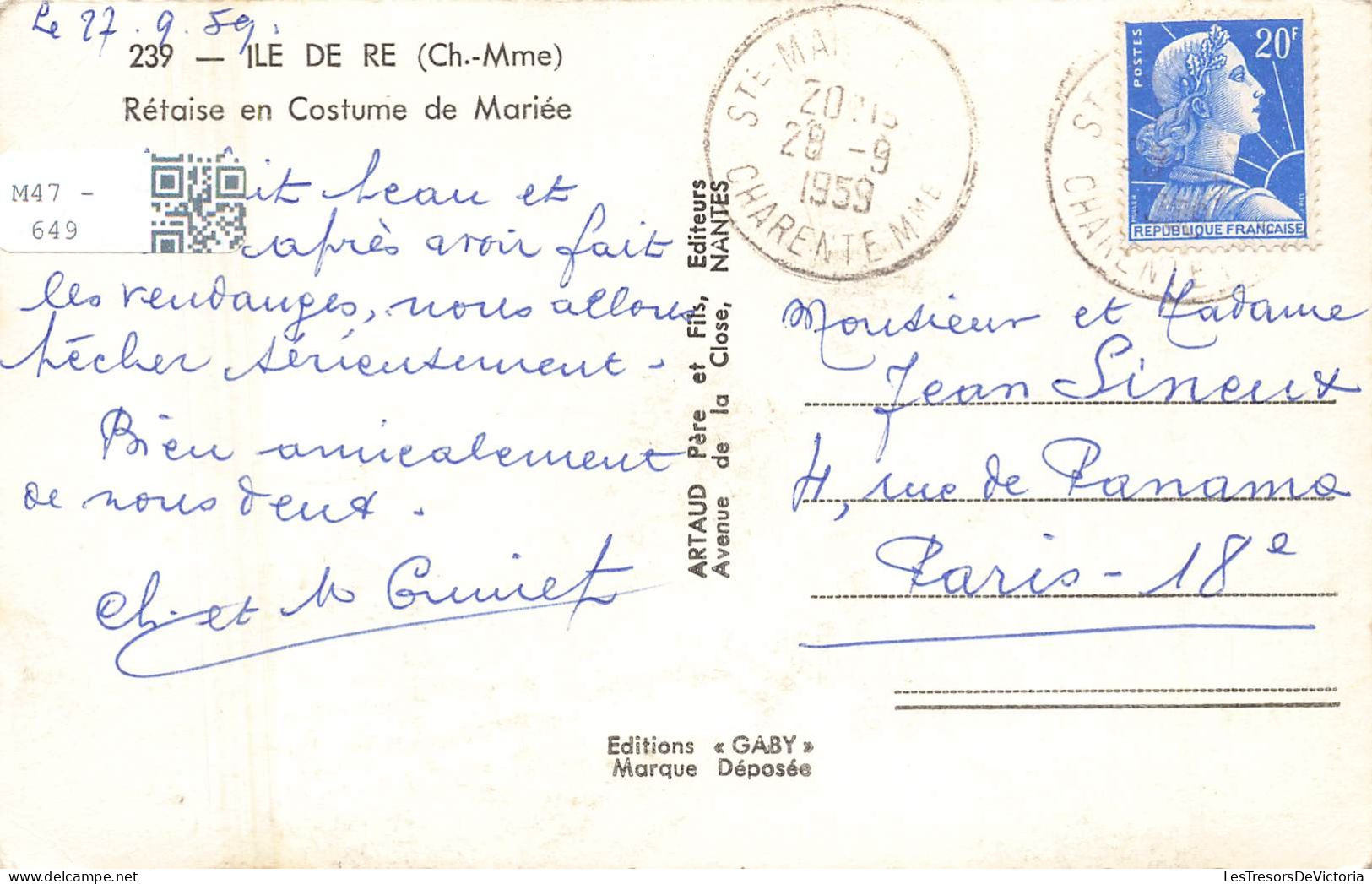 FRANCE - Ile De Ré - Rétaise En Costume De Mariée  - Carte Postale - Ile De Ré