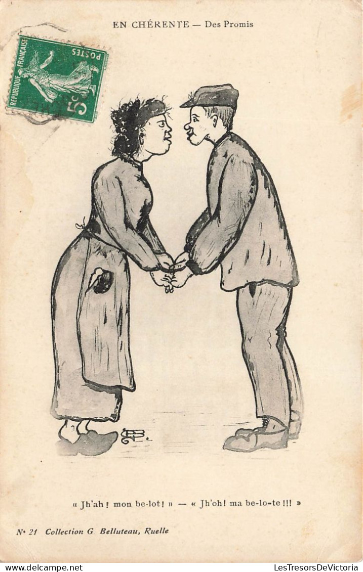 COUPLE - En Chérente - Des Promis - "Jh'ah ! Mon Be-lot!" -  Folklore - Patois - Carte Postale Ancienne - Coppie