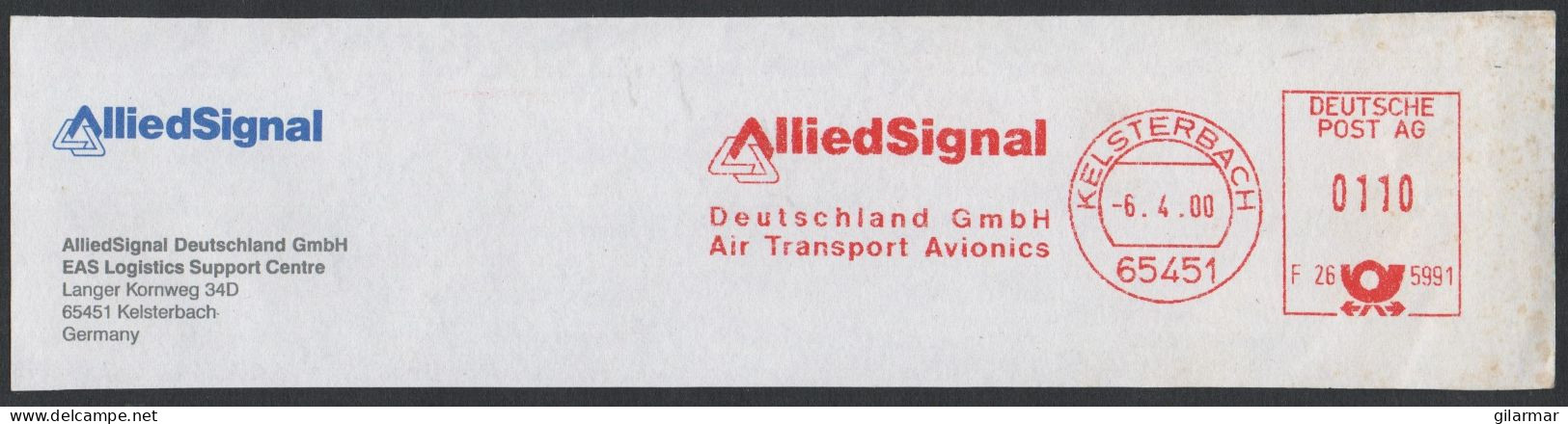 GERMANY - KELSTERBACH 2000 - METER / EMA ALLIEDSIGNAL DEUTSCHLAND - AIR TANSPORT AVIONICS - FRAGMENT Cm 20,5x5 - Máquinas Franqueo (EMA)