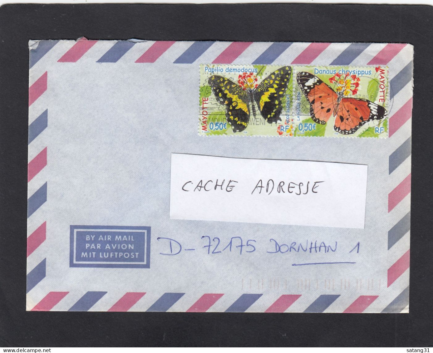 LETTRE DE MAMOUDZOU,AVEC 2 TIMBRES "PAPILLON" POUR L'ALLEMAGNE,2005. - Poste Aérienne