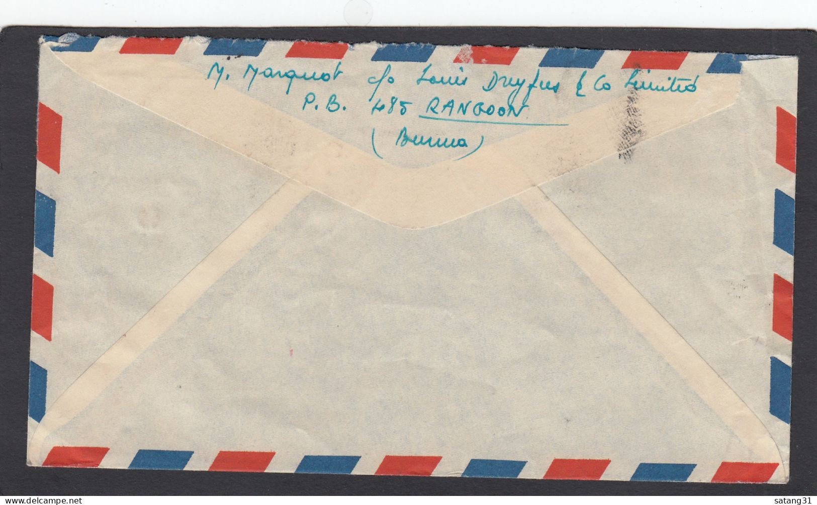 LETTRE PAR AVION DE RANGOON POUR COUBEVOIE,FRANCE,1951. - Myanmar (Burma 1948-...)