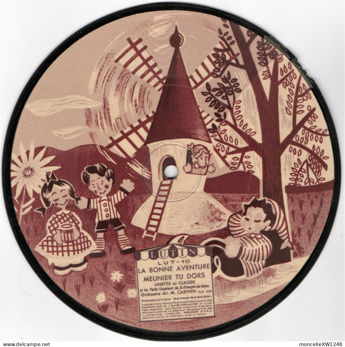 Linette Et Claude - 78 T Picture-disc Trois Anges Sont Venus (195?) - Special Formats