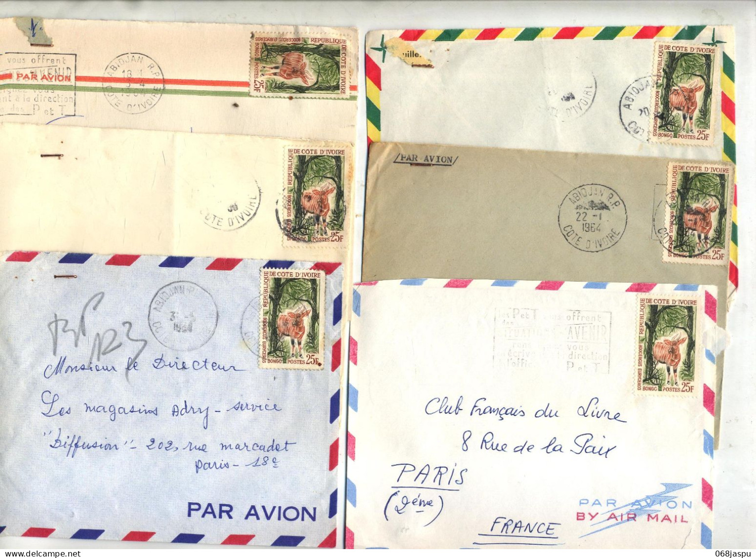 Lot 6 Lettre Cachet  Flamme Sur Bongo - Côte D'Ivoire (1960-...)