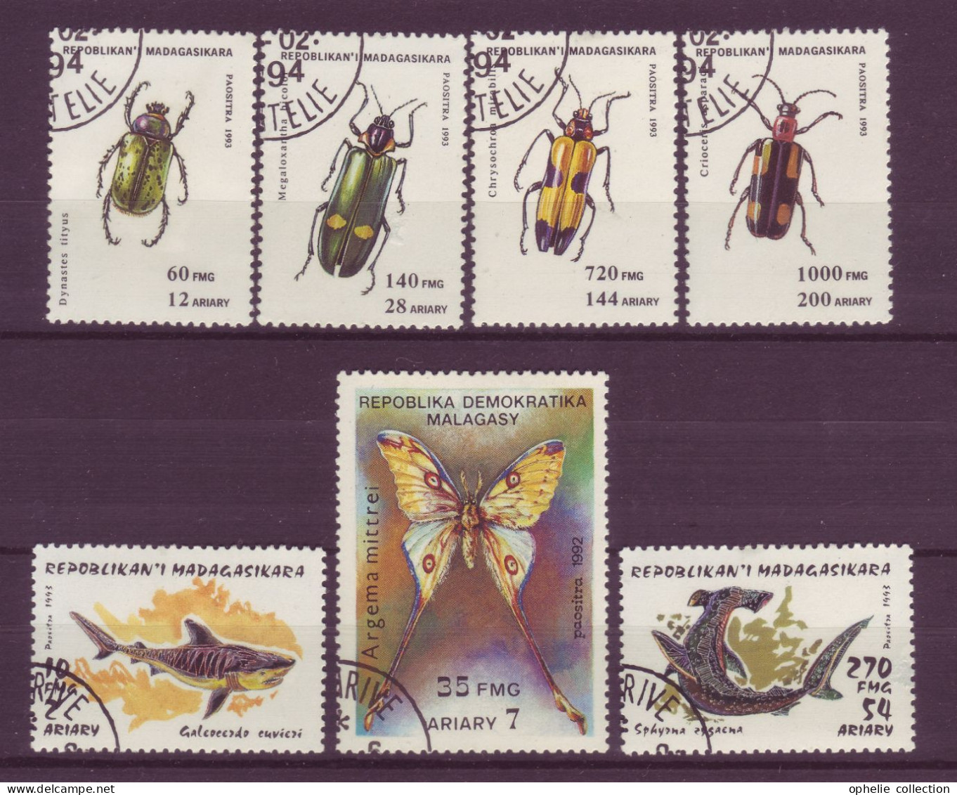 Afrique - Madagascar - Insectes  & Faunes 7 Timbres Différents - 6859 - Madagascar (1960-...)