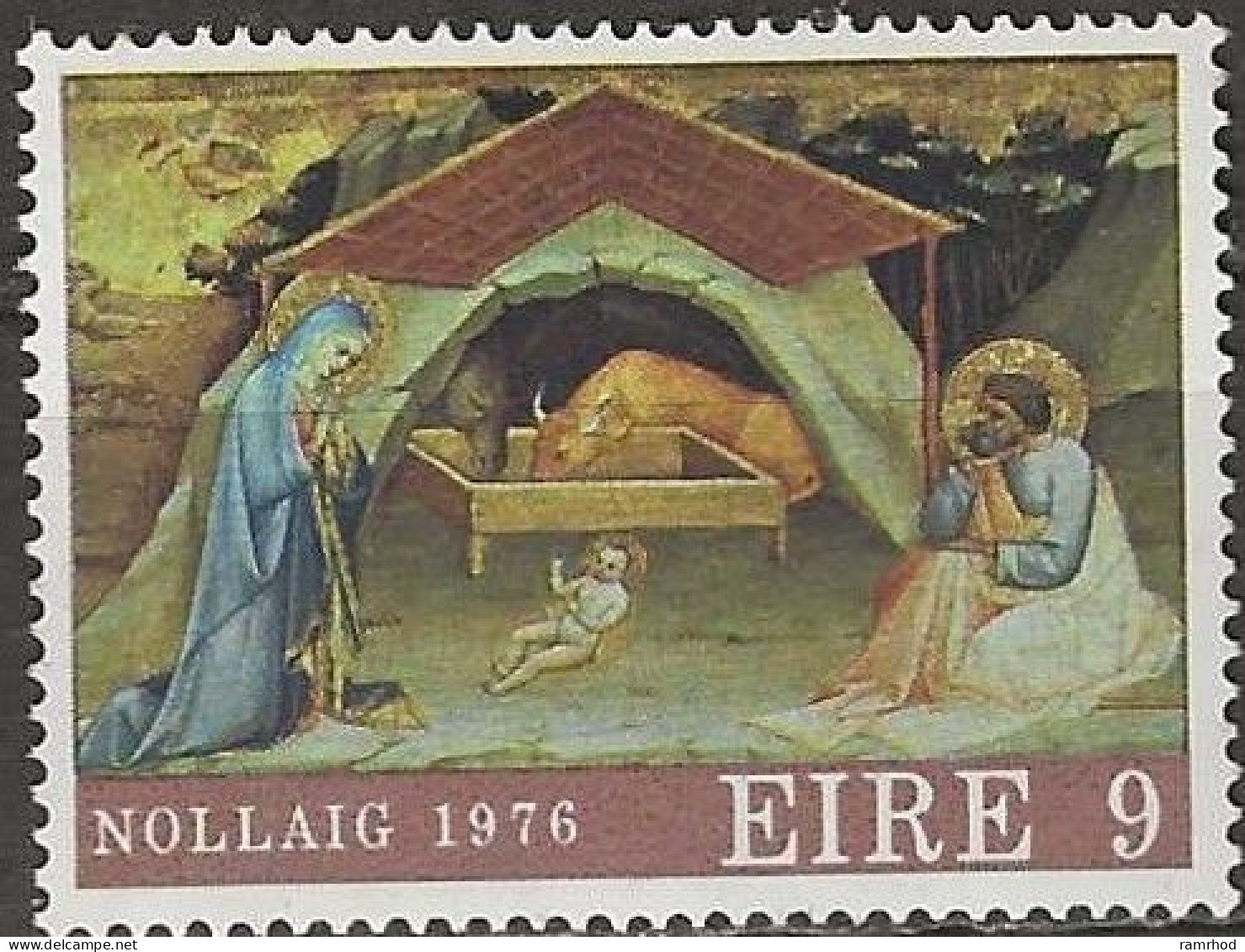 IRELAND 1976 Christmas - 9p The Nativity (Lorenzo Monaco) MNH - Usati