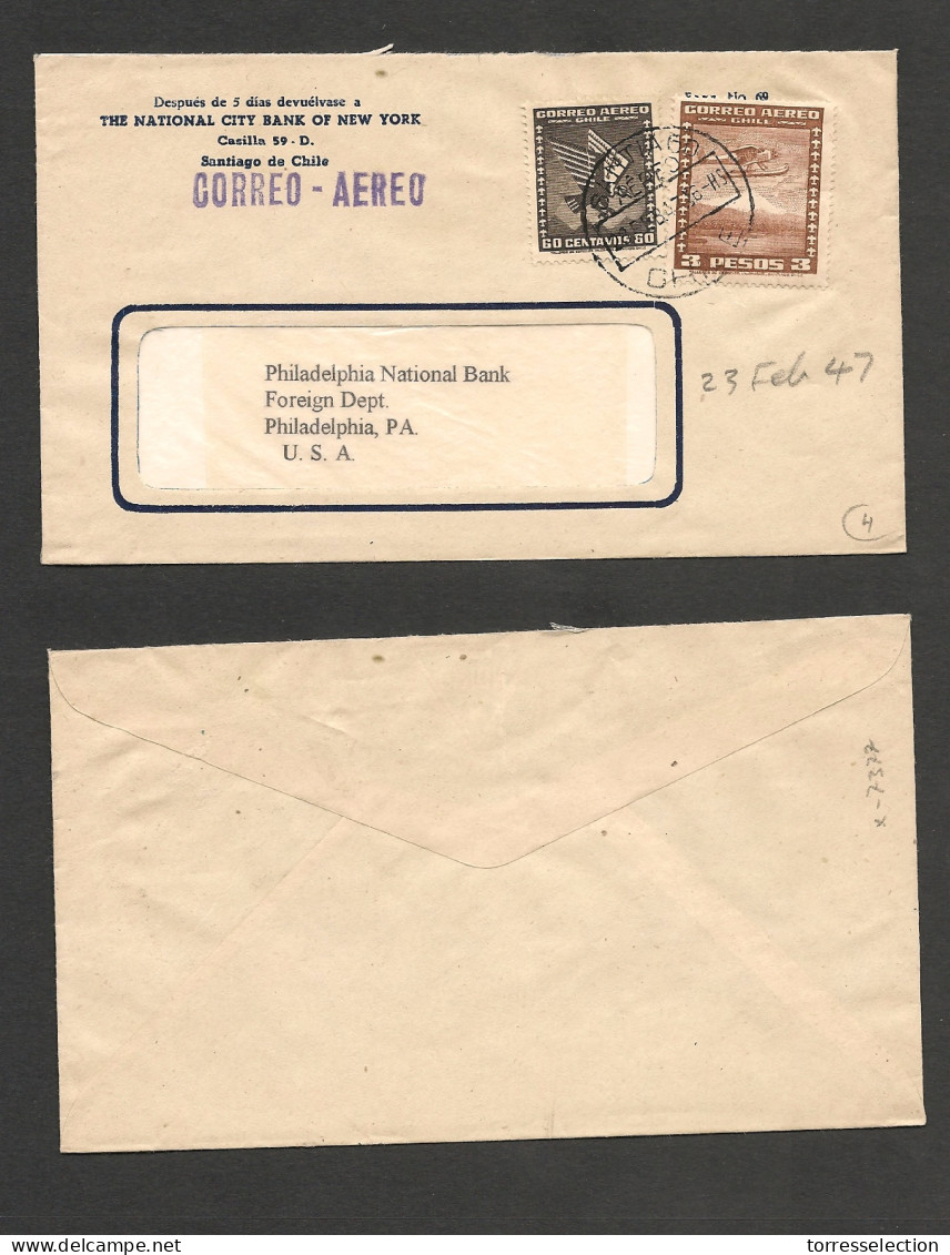 CHILE. Chile - Cover - 1947 12 July Stgo To USA Rate Iar $3,60 Miami Interchange. Ex-Prof West UK Airmails Coll.- . Easy - Chile