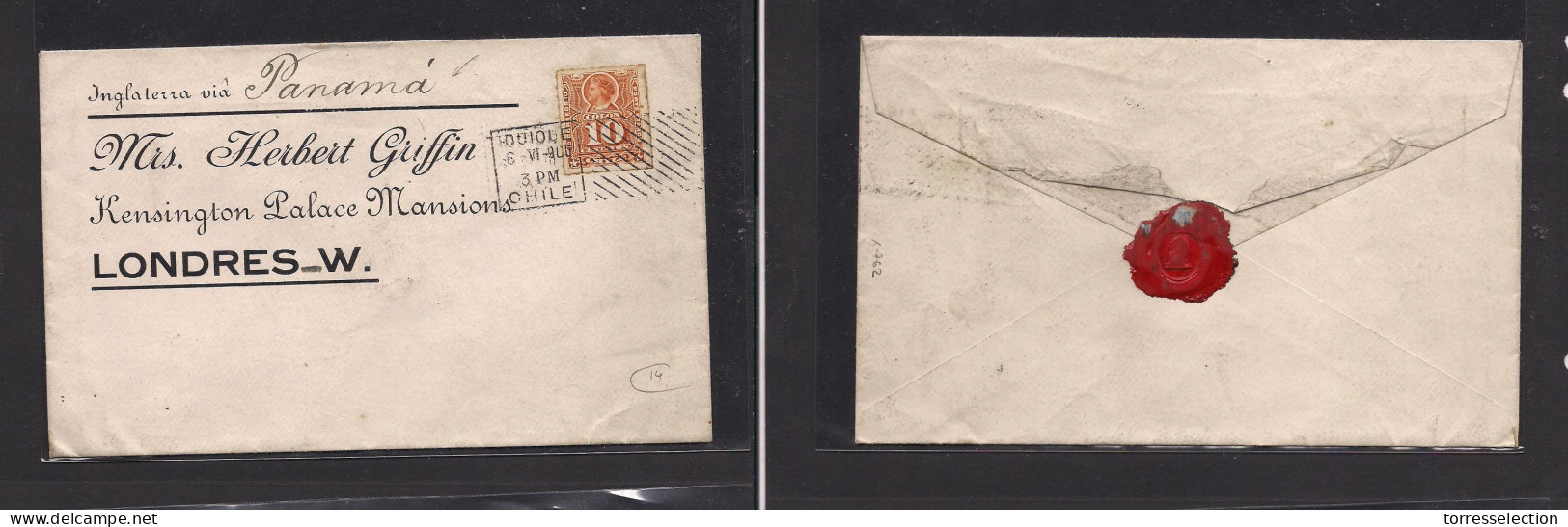 CHILE. Chile - Cover - 1900 Iquique To London UK Via Panama Fkd Env. Easy Deal. - Chile