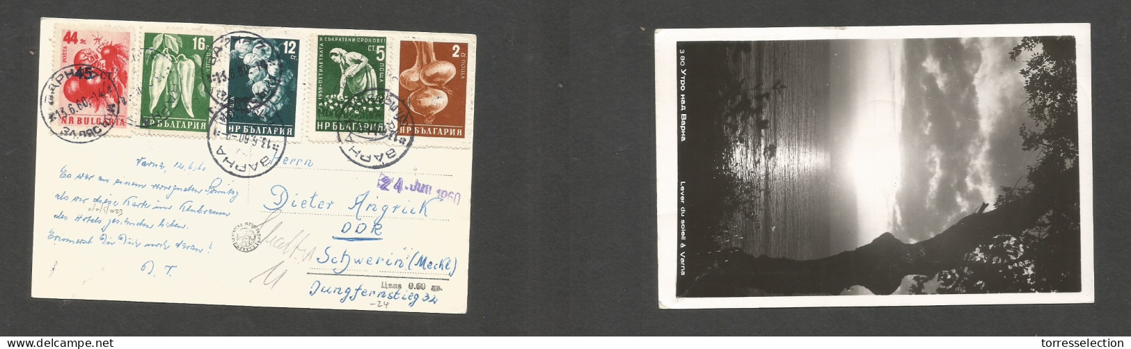 BULGARIA. 1960 (13 June) Varna - East Comunist Germany, Schwerin. Multifkd Ppc, Cds. Nice Item. - Altri & Non Classificati