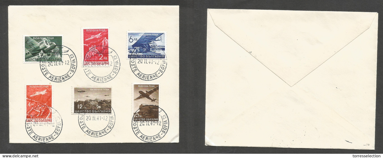 BULGARIA. 1941 (20 Nov) Sofia Air Set On Fkd Envelope With No Address. - Altri & Non Classificati