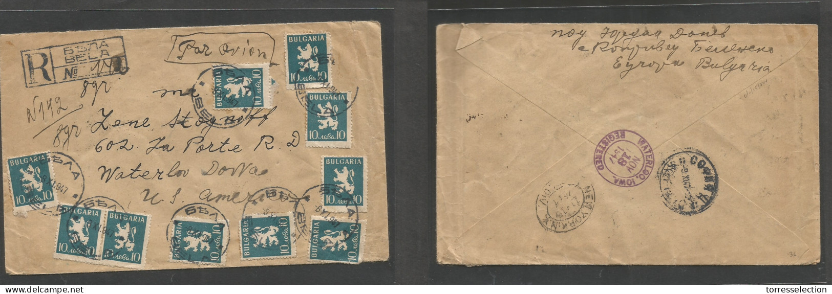 BULGARIA. 1940 (19 Nov) Rousse - Romania, Bucarest (22 Nov) Multifkd Registr Env, Reverse Transited. Scarce. - Altri & Non Classificati