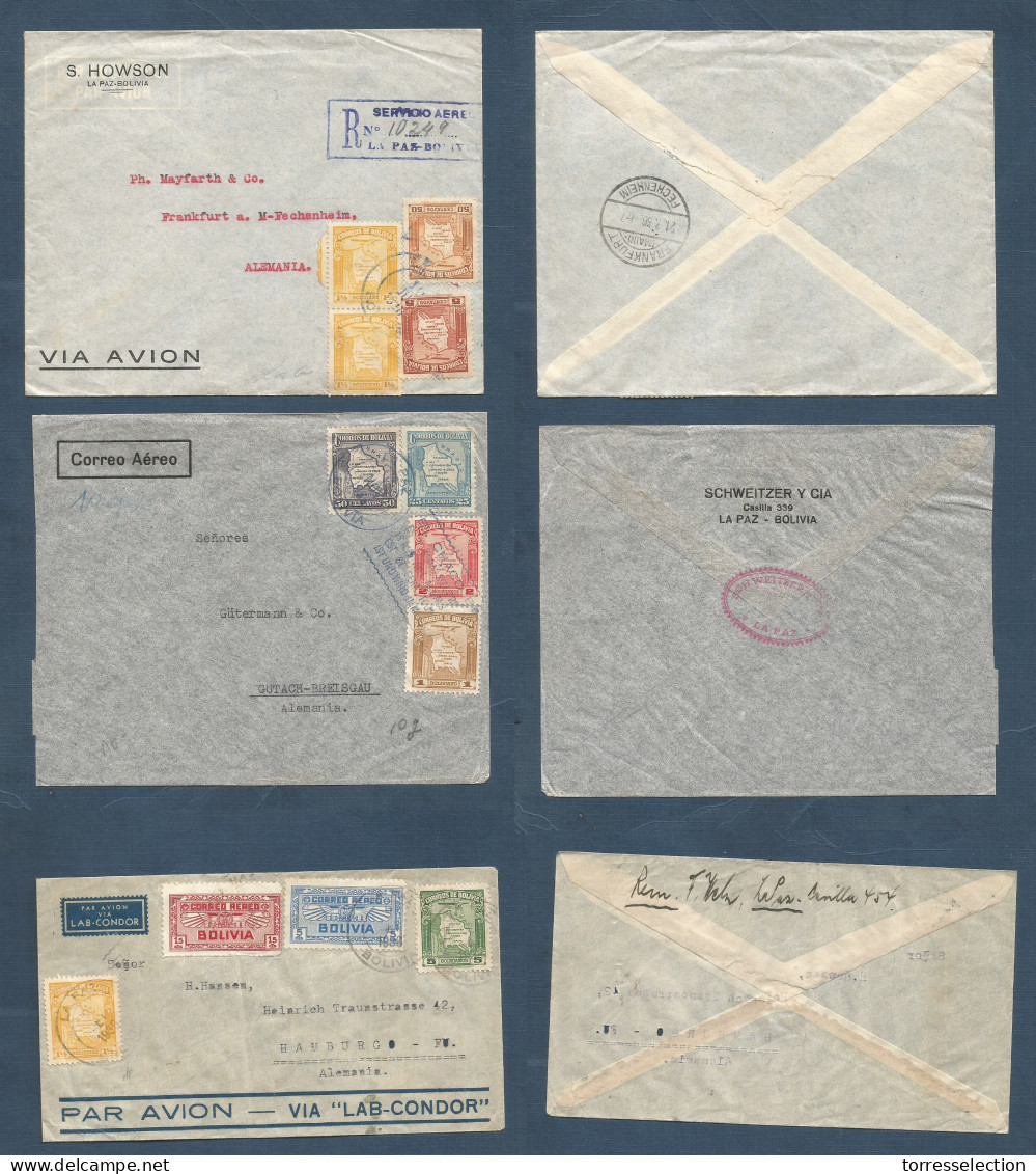 BOLIVIA. 1930's/40's 3 Better Airmail Multiple / Registered Franking Etc. - Bolivia