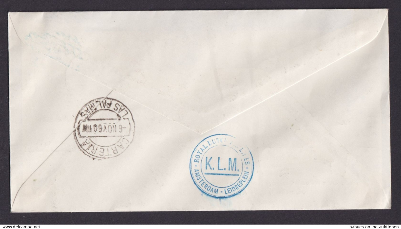 Flugpost Brief Air Mail Niederlande KLM Amsterdam LasPalmas Gran Canaria Spanien - Luftpost