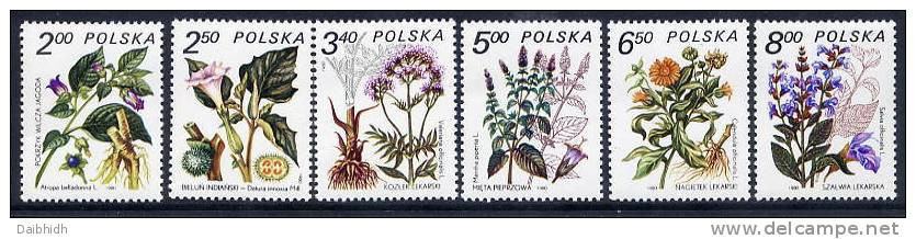 POLAND 1980 Medicinal Plants Set MNH / **.  Michel 2706-11 - Unused Stamps