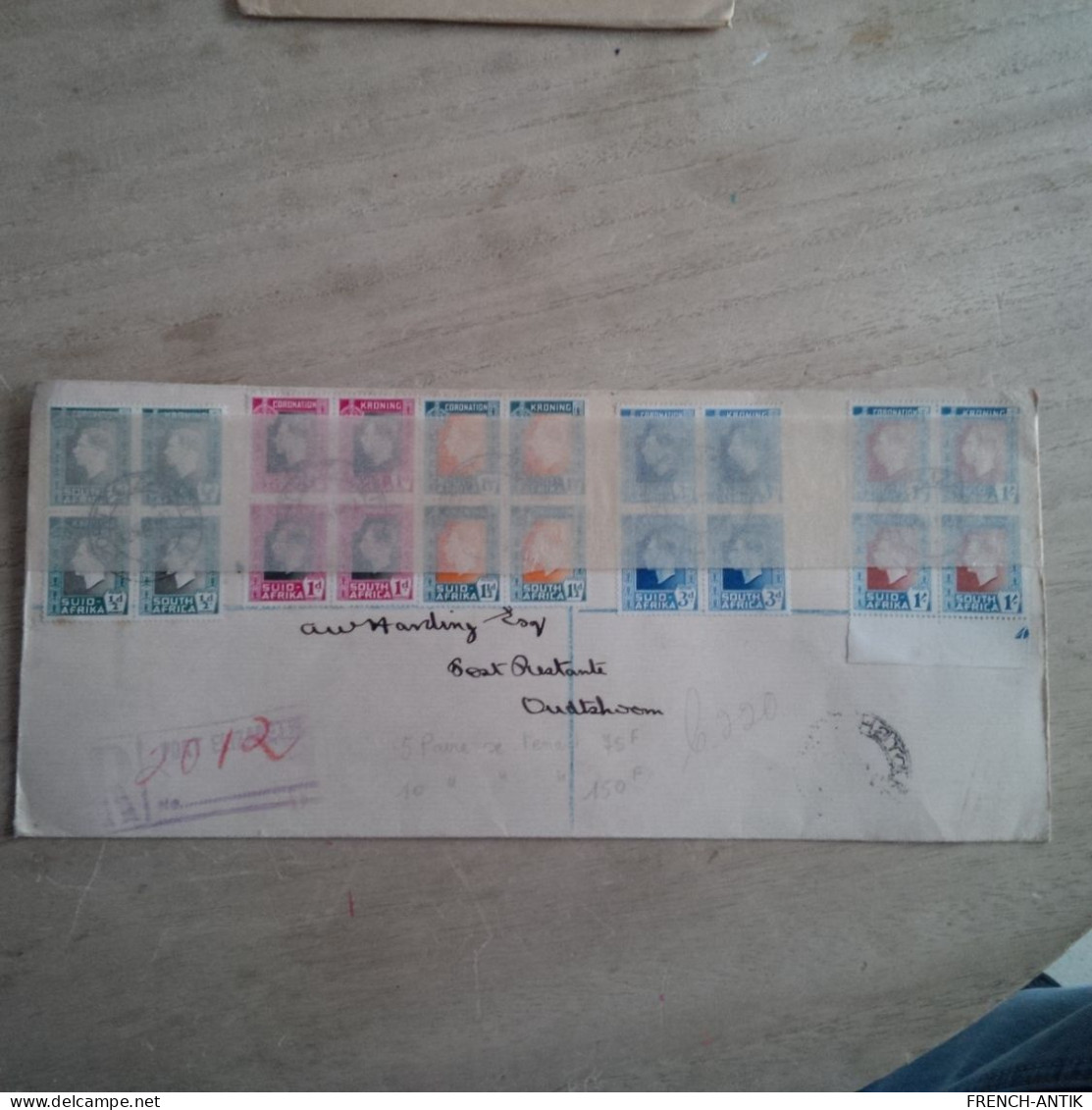 LETTRE RECOMMANDE PORT ELISABETH POUR OUTSHOOM 1937 5 PAIRES DE 4 - Altri - Africa