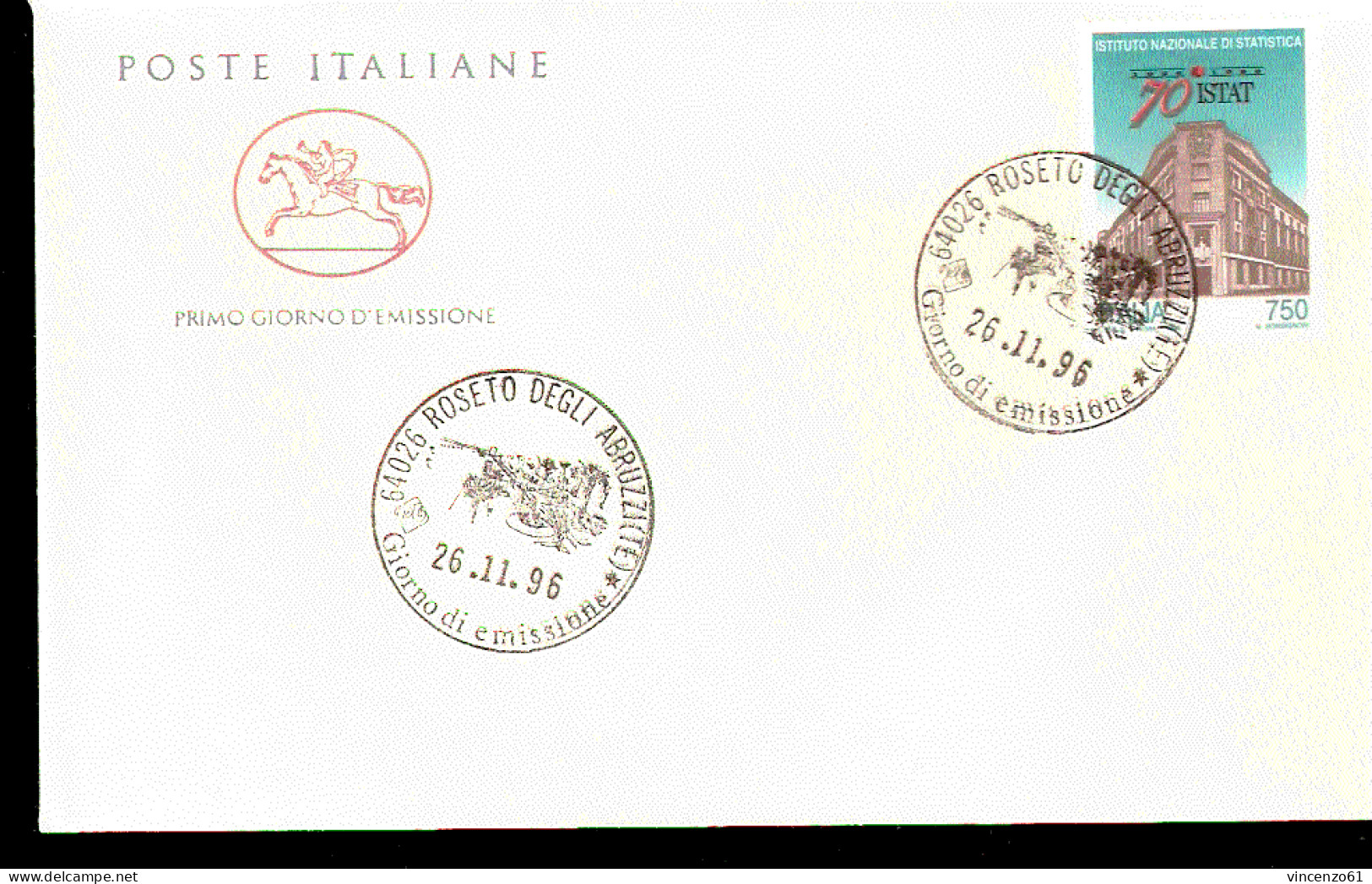 1996 BUSTA CON ANNULLO FDC ISTITUTO NAZIONALE DI STATISTICA - Andere & Zonder Classificatie