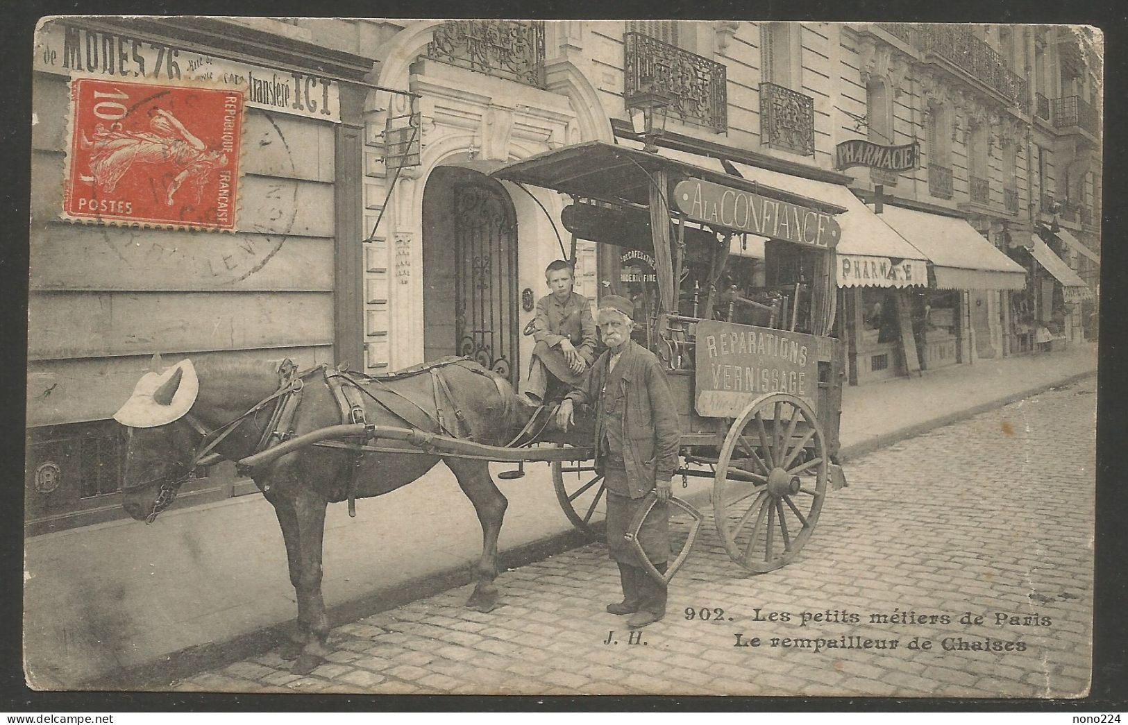 Carte P De 1908 ( Les Petits Métiers De Paris / Le Rempailleur De Chaises ) - Street Merchants