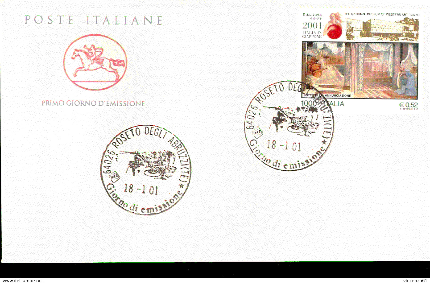 2001 ANNULLO FDC  ``Italia In Giappone 2001’’, Rassegna Culturale, Economica E Scientifica. - Andere & Zonder Classificatie