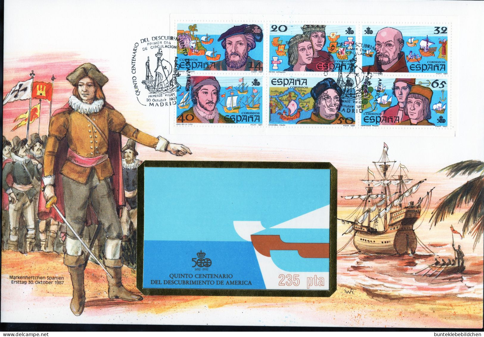 Spanien- Markenheftchen- Schmuck FDC, 30. Oktober 1987 - Selten Angeboten - FDC